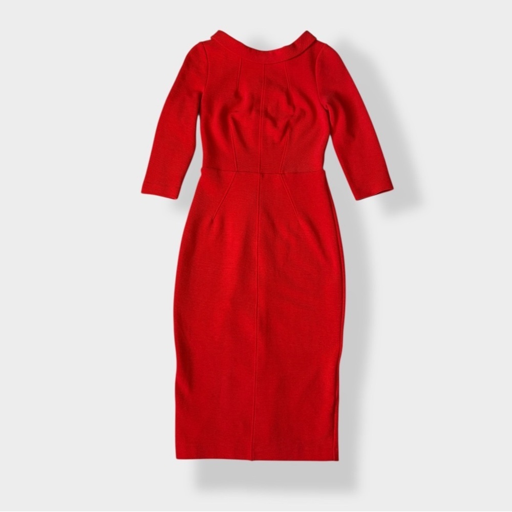 Boden Marissa Vibrant Red Midi Dress Power Red Sheath Holiday 6 Long Runs Small - Picture 7 of 14